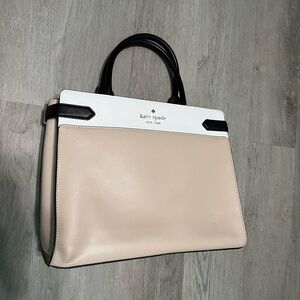 kate spade Cream and Black Satchel with Structured Shape and Elegant Trim
